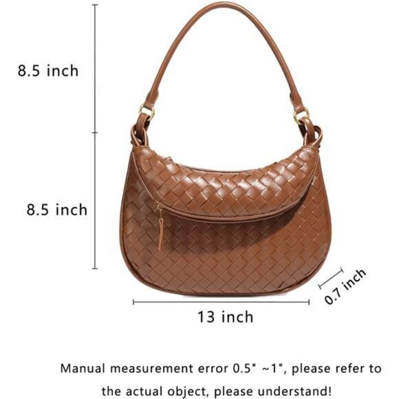 Woven Crossbody Bag Texture Underarm Bag Double Layer Shoulder Handbag Vintage - Picture 5 of 7